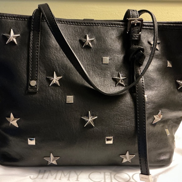 Jimmy Choo Calfskin Sasha Mini Star & Square Studded Tote - Picture 4 of 9